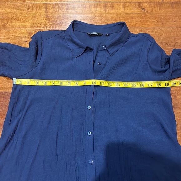 Mlle Gabrielle Navy buttons Down Shirt Dress Size L - Picture 4 of 9
